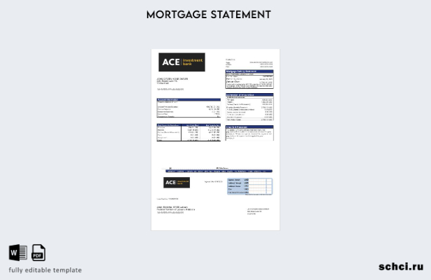 скачать цифровую выписку по ипотеке банка ACE США в формате Word и PDF шаблон